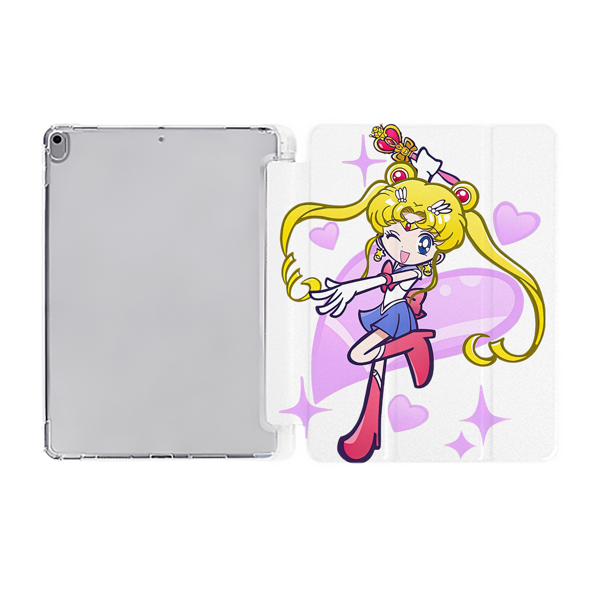 （画像用） 美少女戦士セーラームーン 月野 うさぎ つきの うさぎ Sailor Moon Tsukino Usagi IPad ケース ペン収納付き 三つ折りスタンド PUレザー×シリコン 対応機種9.5/10.5/10.9インチ